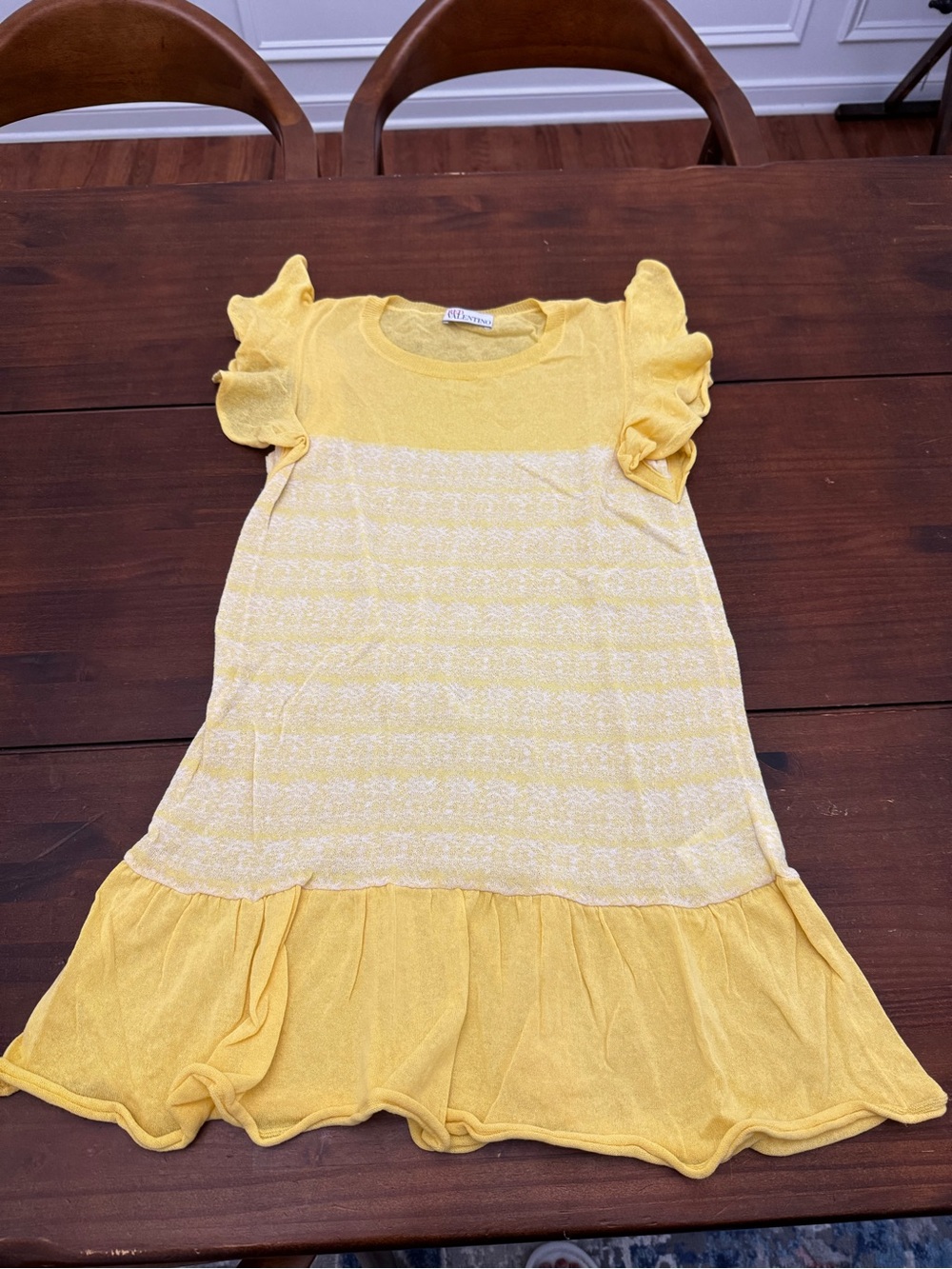 RED Valentino Yellow Flutter Sleeve Top XS